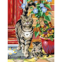 Картина по номера - Котки и цветя ZE 3835