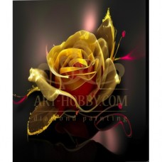 Жълта роза със злато - Картина по номера ZG 10091